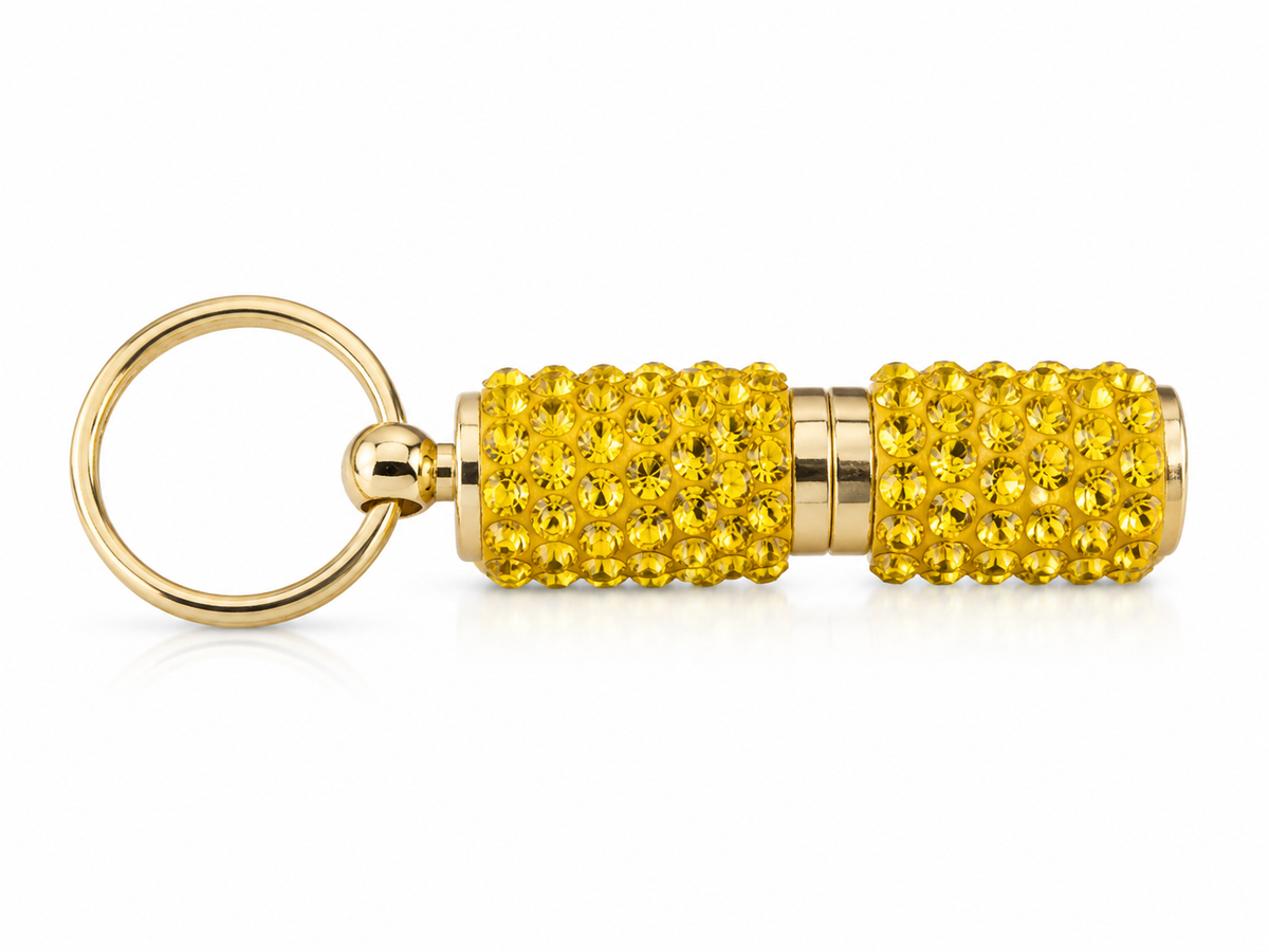 Golden Amber Luxe Rhinestone Hole Punch - Key Ring