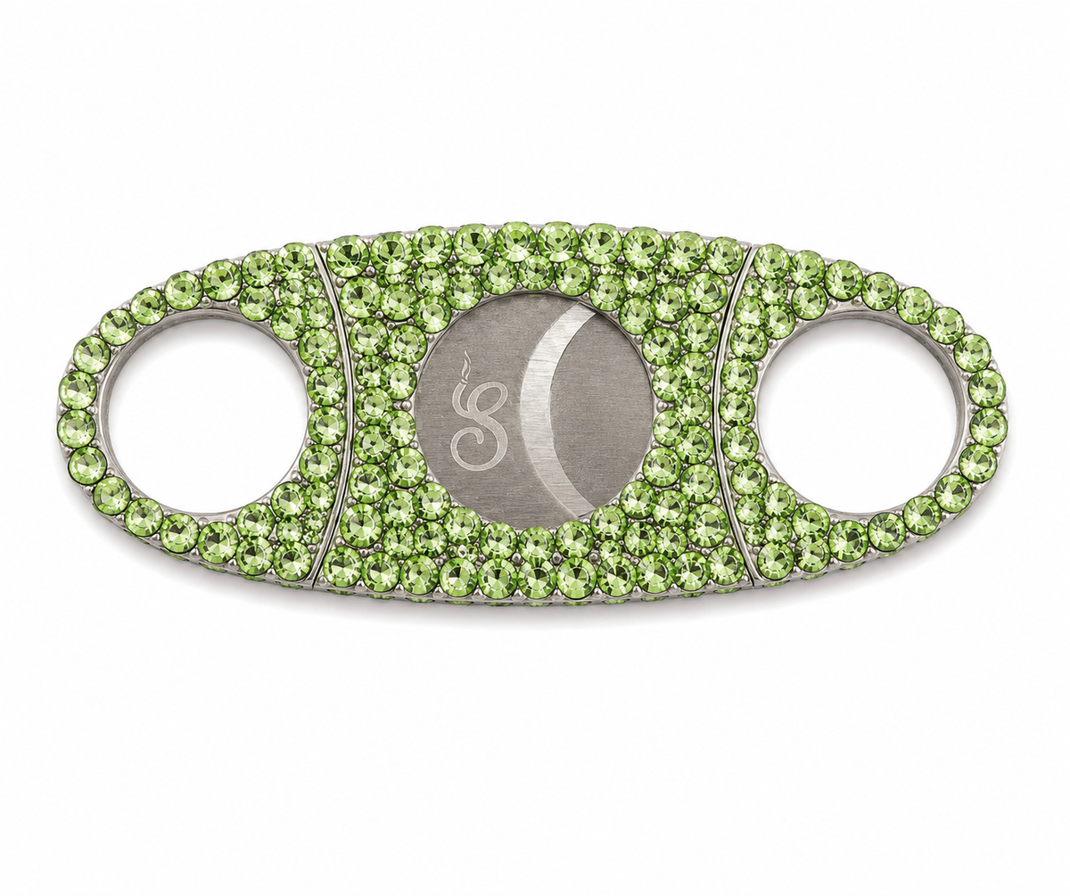 Emerald Luxe Rhinestone Straight- Cut Cigar Cutter