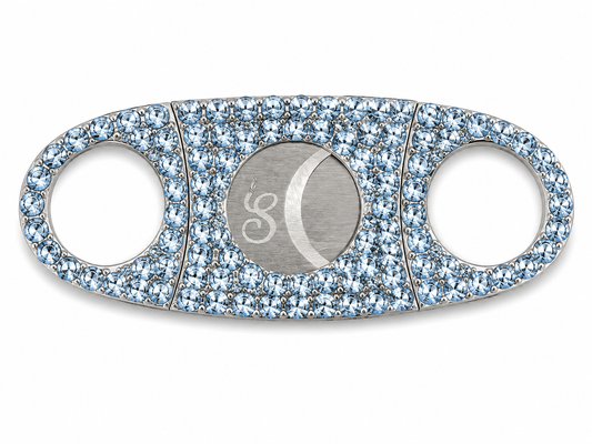 Ocean Blue Luxe Rhinestone Straight-Cut Cigar Cutter