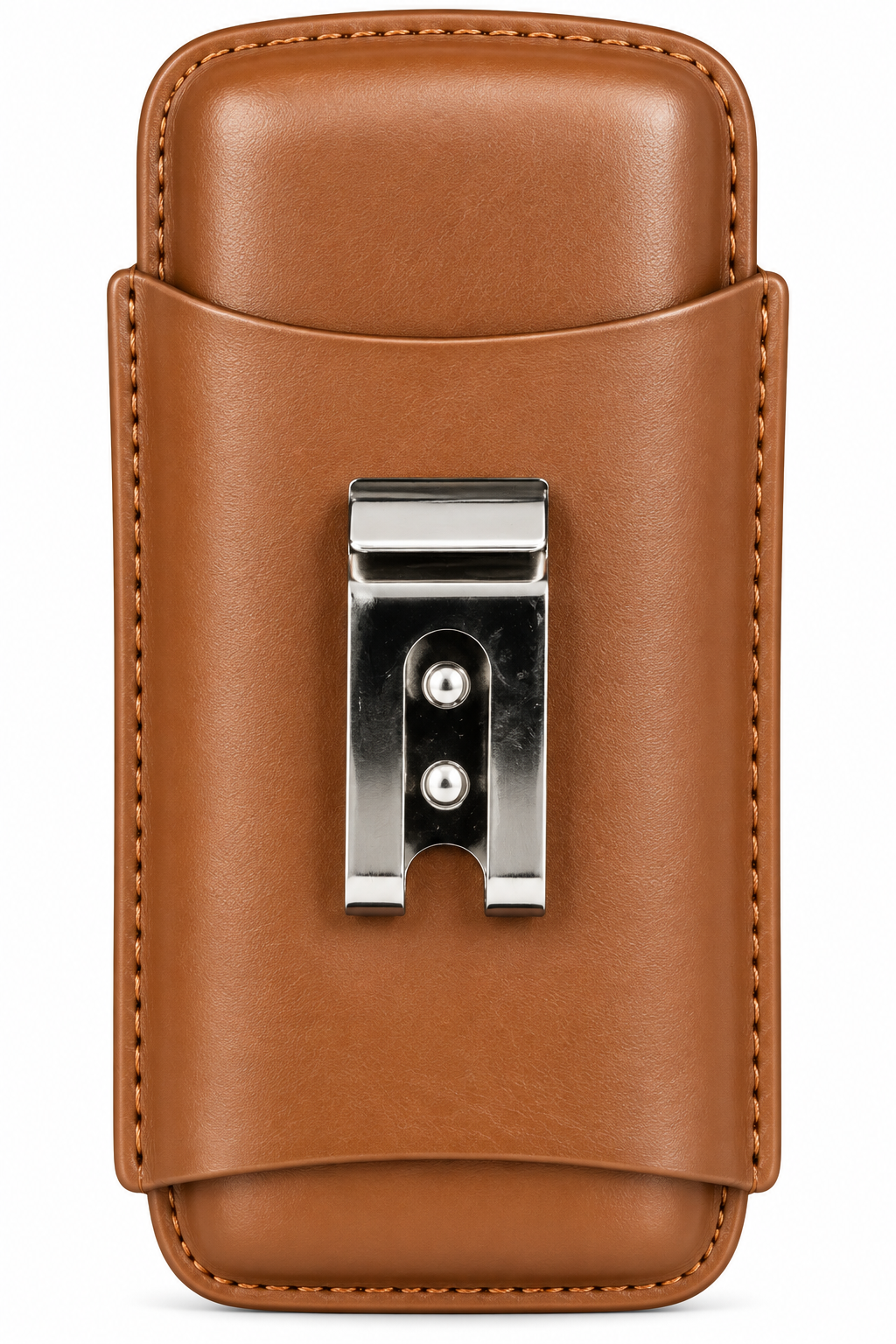Unisex Luxe Leather 3-Cigar Holder - Brown
