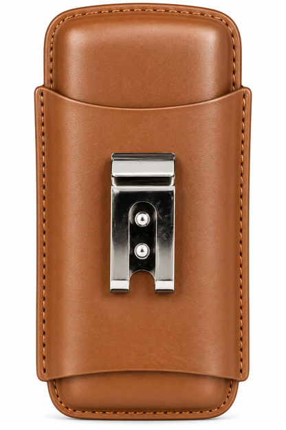 Unisex Luxe Leather 3-Cigar Holder - Brown