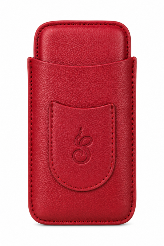 Unisex Luxe Leather 3-Cigar Holder -  Red