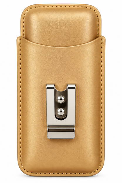 Unisex Luxe Leather 3-Cigar Holder - Gold
