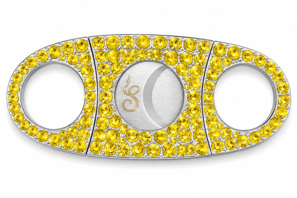 Gold Amber Luxe Rhinestone Straight-Cut Cigar Cutter