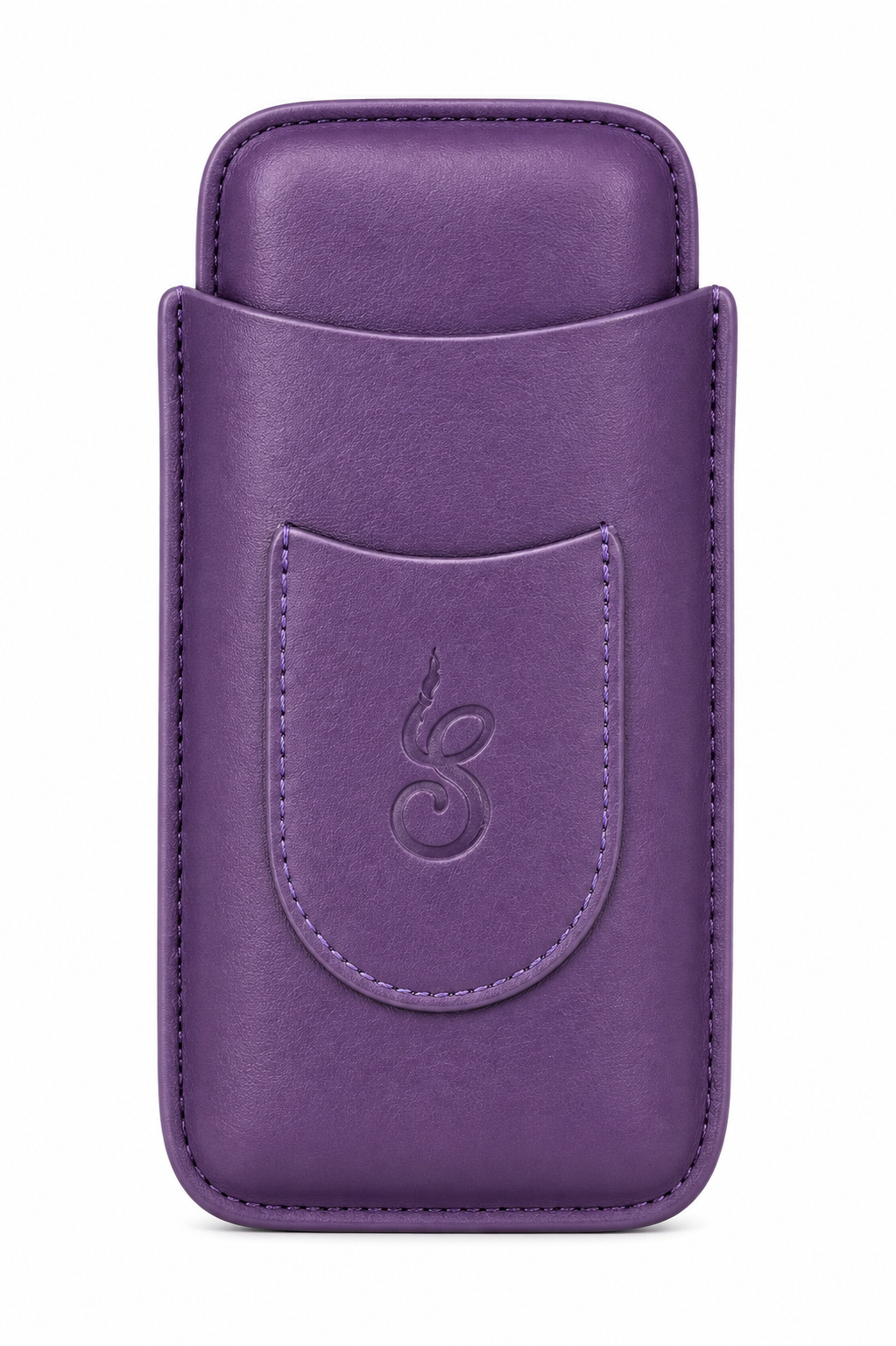 Unisex Luxe Leather 3-Cigar Holder - Royal