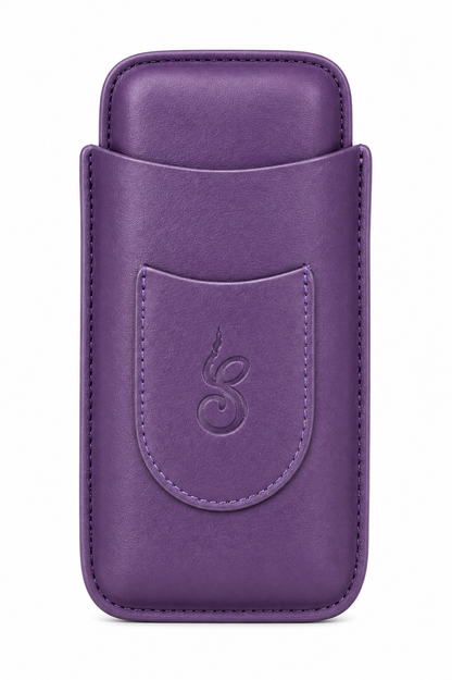 Unisex Luxe Leather 3-Cigar Holder - Royal
