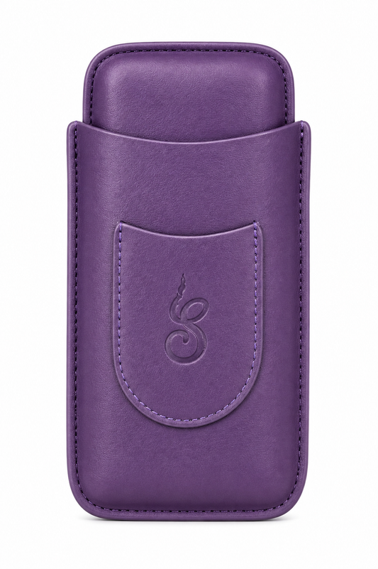 Unisex Luxe Leather 3-Cigar Holder - Royal