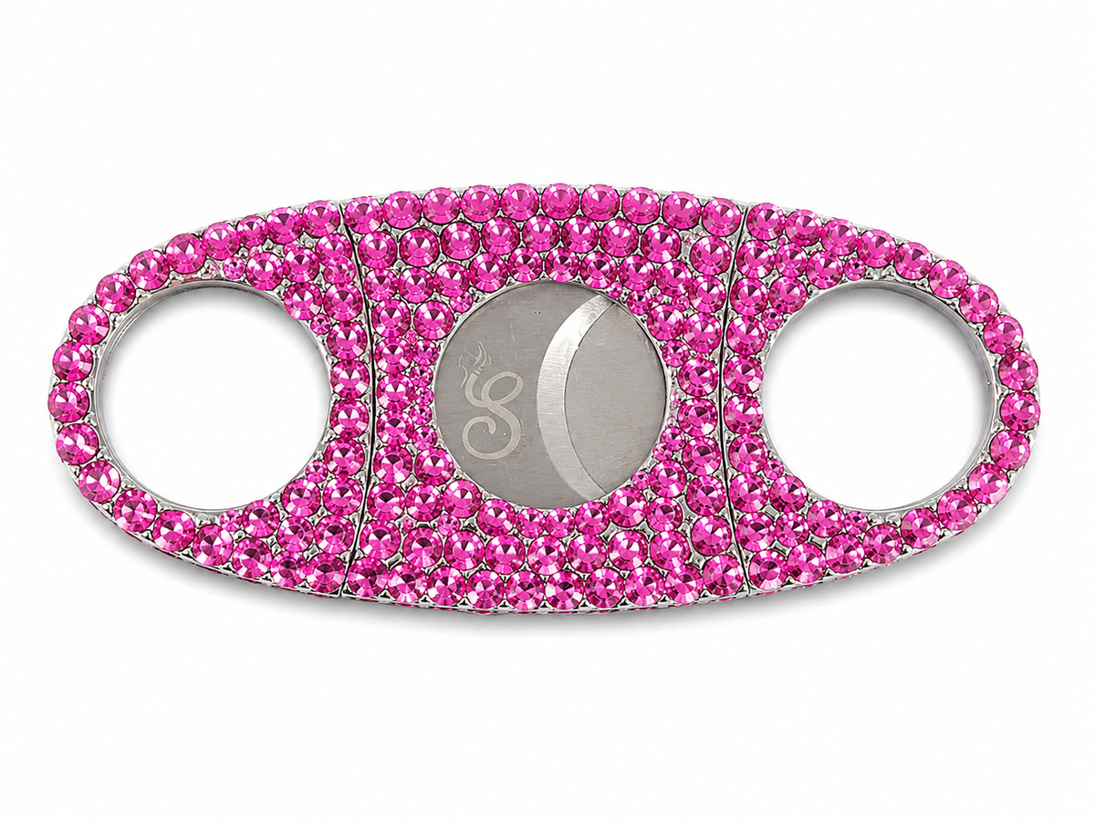 Pink Gloss Luxe Rhinestone Straight- Cut Cigar Cutter