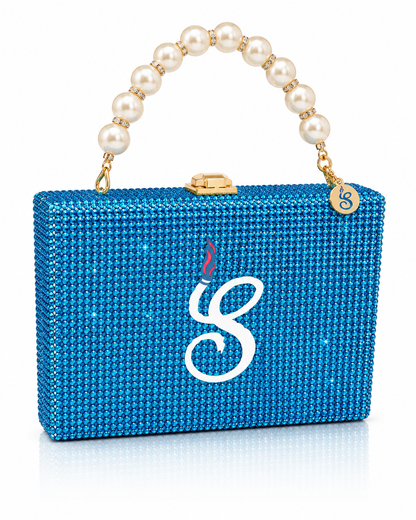 Ocean Blue Luxe Rhinestone Humidor Purse