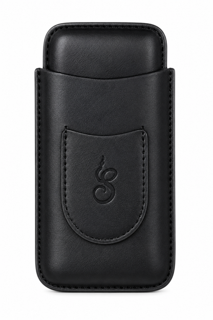 Unisex Luxe Leather 3-Cigar Holder - Black