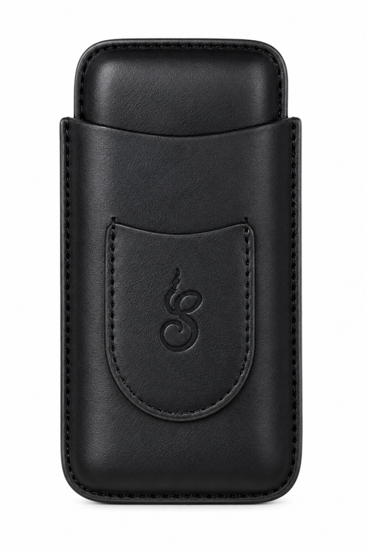 Unisex Luxe Leather 3-Cigar Holder - Black